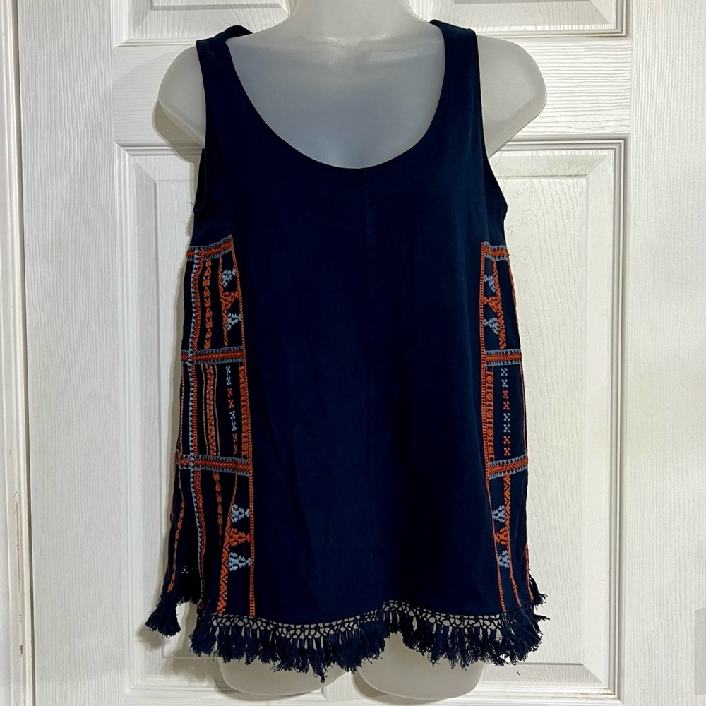 Madewell Embroidered Fringe Top, Size XS